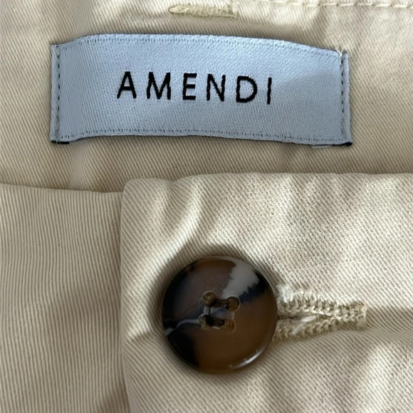 Amendi Gunnar in Light Beige Organic Cotton Pleat Front Button Fly Pants - Sz 32 - Picture 5 of 9